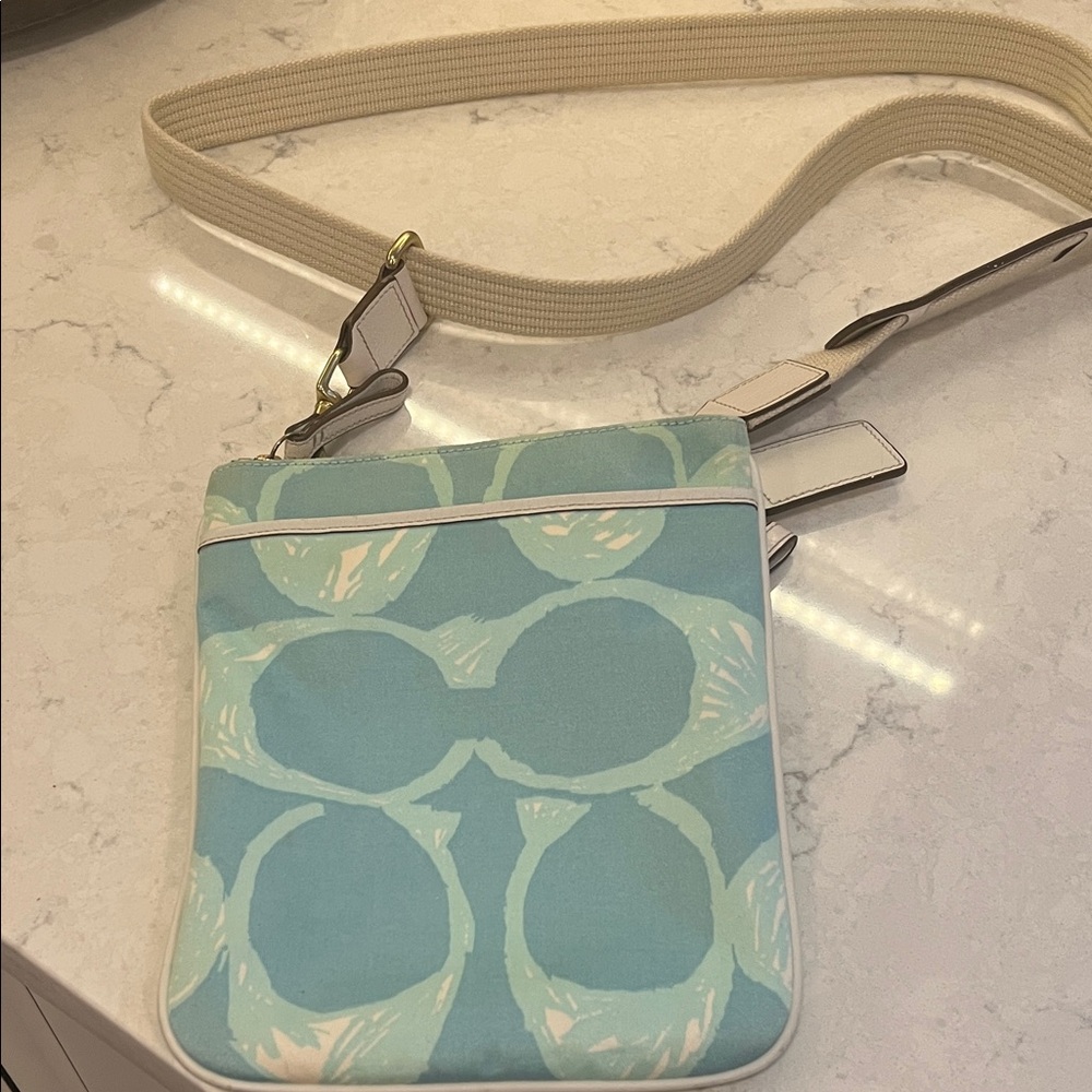 Coach Light Blue and Cream Crossbody Bag